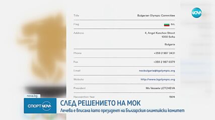 МОК вписа Весела Лечева като президент на БОК