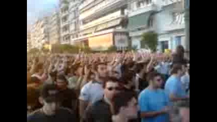 Paok Fans In The Streets Of Thessaloniki
