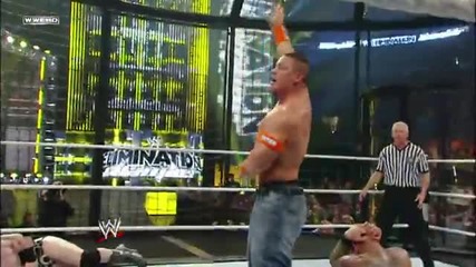 John Cena introduces Ted Dibiase to the steel apron: Elimination Chamber 2010
