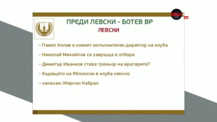 Преди Левски - Ботев Вр