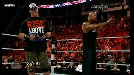 Джон Сина и Скалата пребиват Миз и Трут Raw 14.11.2011