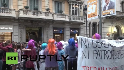 Spain: High street shops damaged in protest decrying patriarchy & capitalism