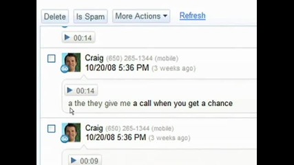 Google Voice - Voicemail transcripts