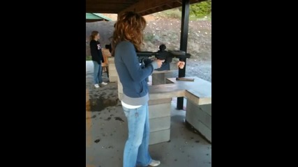 Hot Chick shooting Full Auto M-16