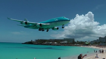 Боинг 747 Прелита Над Плажа на Св. Мартен