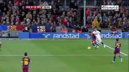 Страхотен гол на David Villa 2 - 0 - Barcelona vs Sevilla 5 - 0 