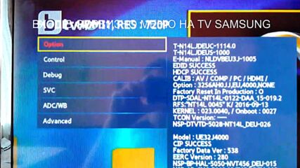 Вход в сервизно меню на Tv Samsung