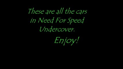 Need For Speed Undercover Car List New And Update 2008