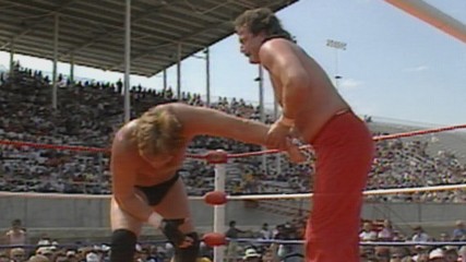 Ted DiBiase and Jake "The Snake" Roberts trade punishing blows outdoors in 1985 (WWE Network Hidden Gem)