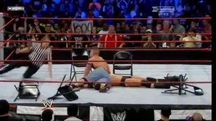 John Cena Attitude Adjustment to Wade Barrett on Six Chairs