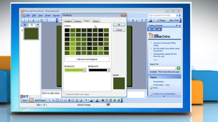 Microsoft® Powerpoint 2003: How to make backgrounds on Windows® 7?