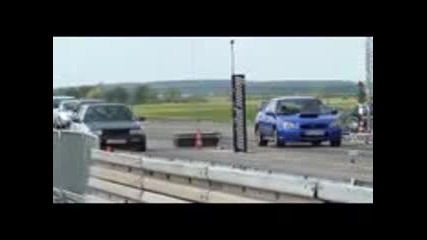 Crazy Vw Vento Vr6 Turbo Vs Subaru Impreza Wrx Sti 1--4 Mile Drag Race Viertelmeile Rennen Sound