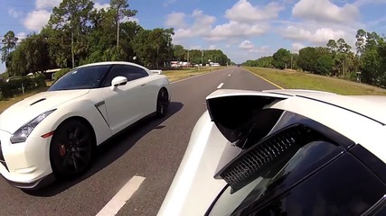 Yлична надпревара ! Lamborghini Murcielago vs. Nissan Gt-r