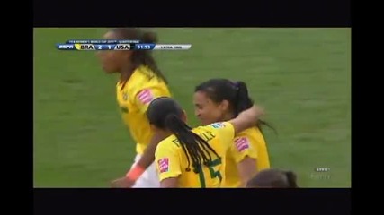 Женски футбол-1/4 финал, Бразилия- Сащ,страхотен гол на Марта