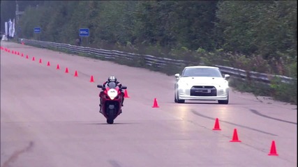 Nissan Gt-r срещу Suzuki Gsx1300 R Hayabusa