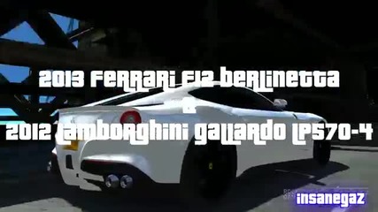 Gta Iv 2013 Ferrari F12 Berlinetta And 2012 Lamborghini Gallardo Spyder Lp570-4 Crash Testing Hd
