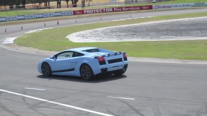 Lamborghini Gallardo On Track and Downshifting 
