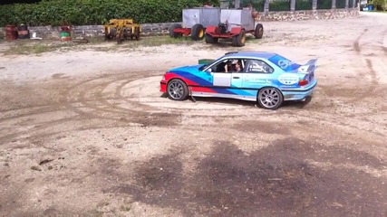 Bmw Alpina Rally Car In Barbados doing donuts around can!!