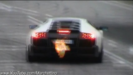 Oгромен пламък от Lamborghini Murcielago 