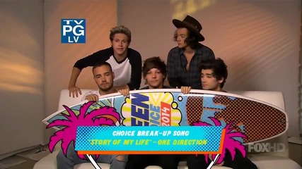 One Direction - Благодарят на феновете за 9-те награди от Teen Choice Awards 2014