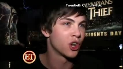 Logan Lerman at unveiling of massive electrified billboard for Percy Jackson 