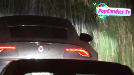 Justin Bieber Selena Gomez Sneak Home in Fisker Karma Sports Super Car La - uget
