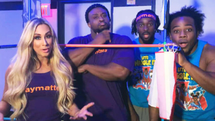 Carmella, Big E and The New Day take a ride on a pirate ship courtesy of KaBOOM!