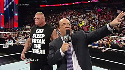 Brock Lesnar & Paul Heyman celebran el fin de La Racha: Raw, Abr 7, 2014