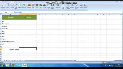 Средно аритметично чрез Excel