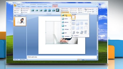 Microsoft® Powerpoint 2007: How to add effect to a picture on Windows® Xp?
