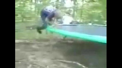 Много Гадно Падане От Дърво Върху Трамплин