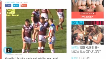 Rugby Player Grabs Opponent's Penis Mid-Game!