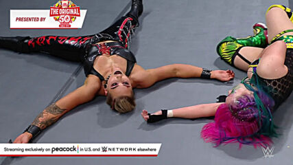 Asuka plants Rhea Ripley with DDT off the apron: WrestleMania 37 – Night 2 (WWE Network Exclusive)