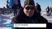 Любители на кънките се пързаляха по замръзналото езеро Балатон
