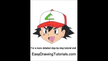 How to Draw Ash Ketchum (pokemon)/как да нарисувате Аш Кетчум