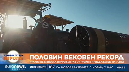 Италия не е внесла природен газ от Русия в продължение на седем дни