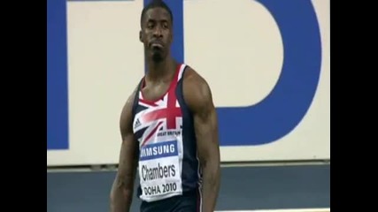Dwain Chambers wins final 60m in 6.48s at World Championships indoor Doha 2010