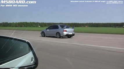 Mitsubishi Lancer Evo Ix Stage I 380 Hp vs Bmw 550i X-drive (f10, stock 4wd)
