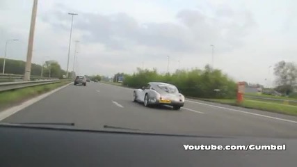 Gumball 3000 Morgan Aeromax on Belgium highway 