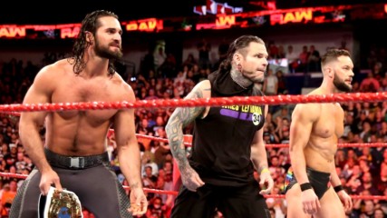 Jeff Hardy helps Seth Rollins and Finn Bálor push back The Miztourage: Raw April 9, 2018