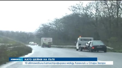 5 катастрофи за 10 минути на пътя Казанлък-Стара Загора