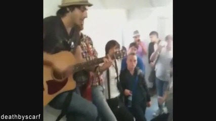 Behind The Scenes ~ One Direction sing Man In The Mirror at Bootcamp