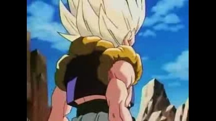 Ssj Trunks and Goten fuse to create Super Saiyan Gotenks