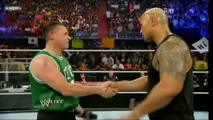 The Rock bottom to Michael Cole