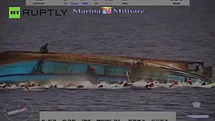 Italian Navy Footage Captures Moment Overpacked Refugee Boat Capsizes