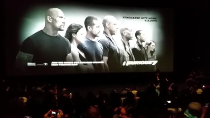 Звездата Вин Дизел на прожекция на филма си Бързи и Яростни 7 (2015)