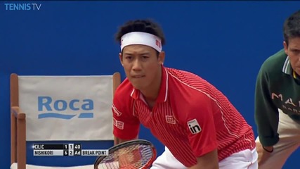 Kei Nishikori Hits a Hot Shot - Barcelona 2014