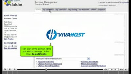 Updating Dns at dotster.com by www.vivahost.com