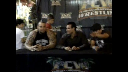 Alberto Del Rio, Ricardco Rodriguez, & Brodus Clay sign autographs for the people