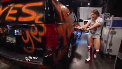 Daniel Bryan defaces Randy Orton's new car with spray paint: Raw, August 26, 2013